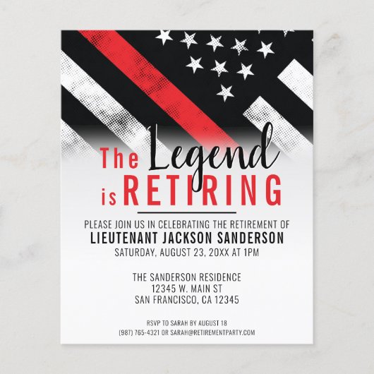 Budget Firefighter Retirement Red Line Fireman (Voorkant)