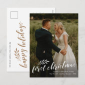 Budget First Kerstbruiloft Photo Holiday Kaart (Voorkant / Achterkant)