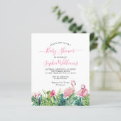 Budget Flamingos Tropical Baby shower Invitation (Staand voorkant)