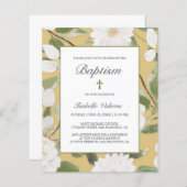 BUDGET Fleurs blanches feuille jaune bAPTISM (Devant / Derrière)