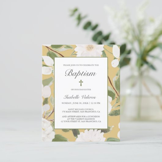 BUDGET Fleurs blanches feuille jaune bAPTISM (Debout devant)