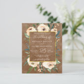 Budget Floral Beige Gold Brown Wedding Invitation (Staand voorkant)