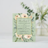 Budget Floral Beige Gold Green Wedding Invitation (Staand voorkant)