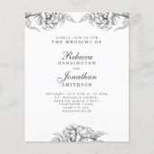 Budget  Floral Black White Wedding Invite (Voorkant)