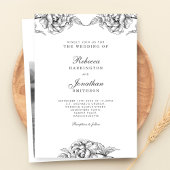 Budget  Floral Black White Wedding Invite