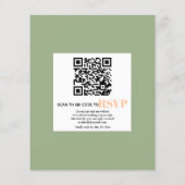 BUDGET Floral branch, QR code bruiloft uitnodiging (Achterkant)