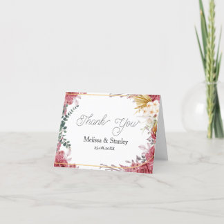 Budget Floral Burgundy Gold Eucalyptus Dank u wel Bedankkaart