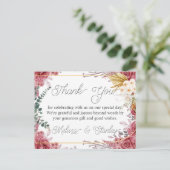 Budget Floral Burgundy Gold Eucalyptus Dank u wel Briefkaart (Staand voorkant)