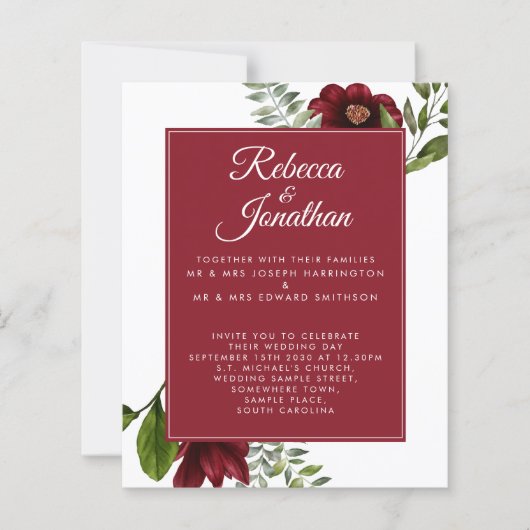 Budget Floral Burgundy Red Wedding (Voorkant)