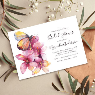 Budget Floral Butterfly Bridal Shower Kaart
