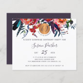 Budget floral chic, uitnodiging voor de 60ste verj (Voorkant / Achterkant)