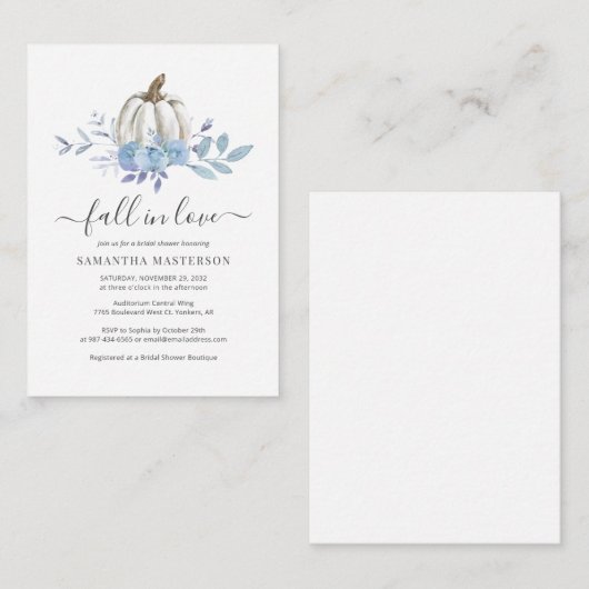 Budget Floral Citrouille Automne Invitation Fête d (Devant / Derrière)