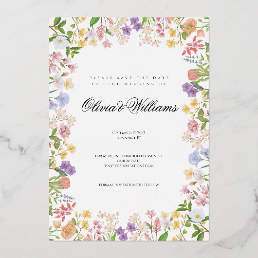 Budget floral élégant script faire-part de mariage (Recto)