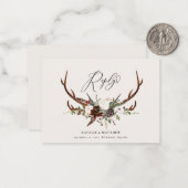 budget floral feuillage cerf réponse mariage carte (Devant/Arrière en situation)