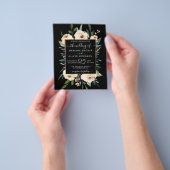 Budget Floral Gold Black Weduwen Invitation Flyer (Hand)