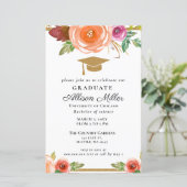 Budget Floral Gold Photo Afstuderen Uitnodiging (Staand voorkant)