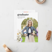 Budget Floral Grad Photo Faire-part de graduation (Devant/Arrière en situation)