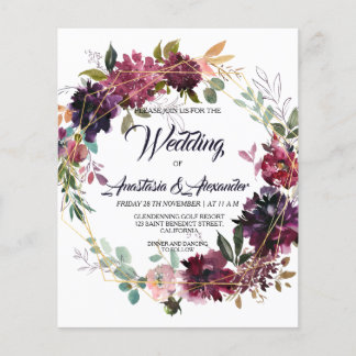 Budget/Floral & Greenery/Wedding Uitnodiging. Flye Flyer