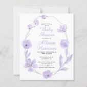 Budget Floral Lavender Baby shower Uitnodiging (Voorkant)