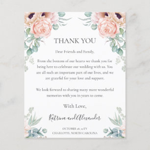 BUDGET Floral Mariage Réception Carte de remerciem