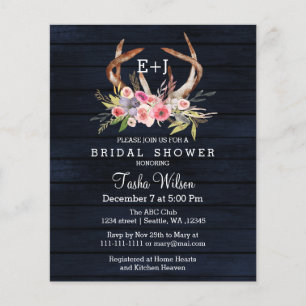 Budget Floral Navy Antler Bridal Shower