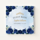 Budget Floral Navy Blue Gold Quinceanera Livre d'o (Dos)