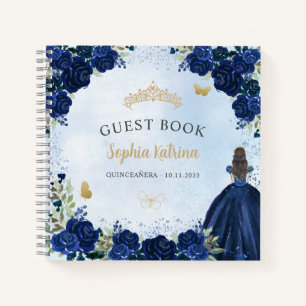Budget Floral Navy Blue Gold Quinceanera Livre d'o