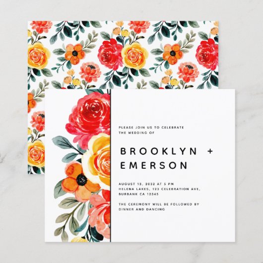 BUDGET Floral Pattern Modern Wedding (Voorkant / Achterkant)