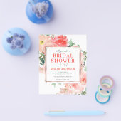 Budget Floral Peach Bridal Shower Flyer (Enkel)