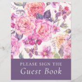Budget Floral Peony Funeral Guest Book Sign (Voorkant)