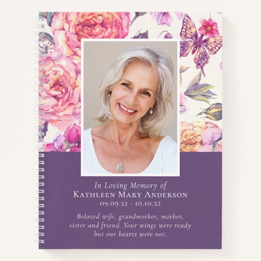 BUDGET Floral Peony Funeral Memorial Livre d'or (Devant)