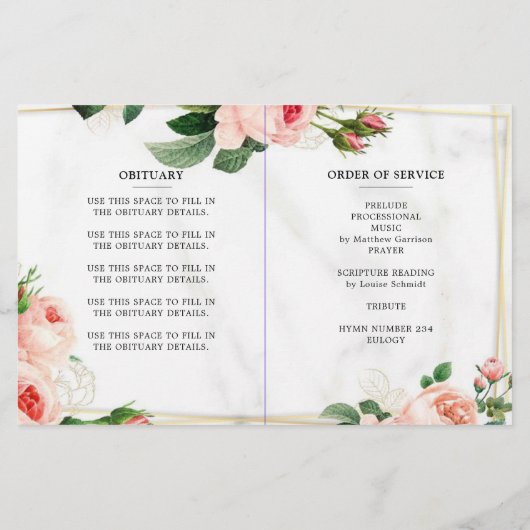 Budget Floral Photo Celebration of Life Programme (Dos)