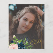 Budget floral photograduparty Uitnodiging (Achterkant)