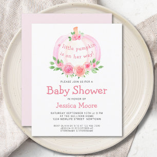 Budget Floral Pink Baby shower Uitnodiging