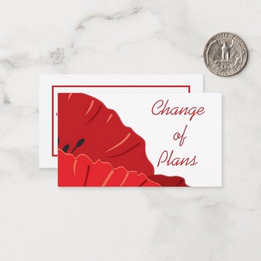 Budget.Floral.Red Poppy. Carte de note de modifica (Devant/Arrière en situation)