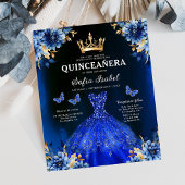 Budget Floral Royal Blue Princess Quinceanera Flyer