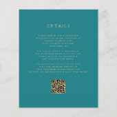 Budget Floral Teal Gold Coral QR Code Wedding (Achterkant)