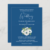 Budget Floral Waterverf Blue Wedding Invitation (Voorkant / Achterkant)