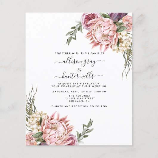 Budget Floral Wedding Invitation | Aubrey Flyer (Voorkant)