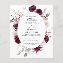 Budget Floral Wedding Invitation Flyer