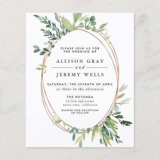 Budget Floral Wedding Invitation Flyer (Voorkant)
