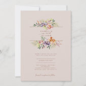 Budget Floral Wedding Invitations Boho Wildbloemen Kaart (Voorkant)