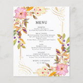 Budget Floral Wedding Menu Kaart (Voorkant)