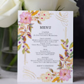 Budget Floral Wedding Menu Kaart