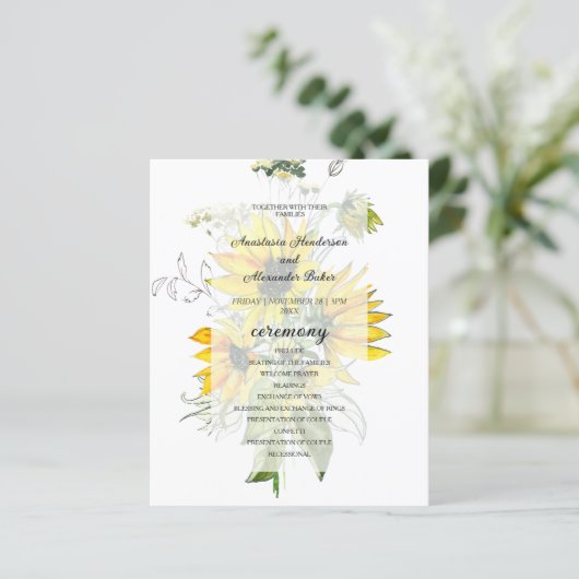 Budget Floral Wedding Program. (Staand voorkant)