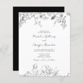 Budget Floral Wildflower Wedding Uitnodiging (Voorkant / Achterkant)