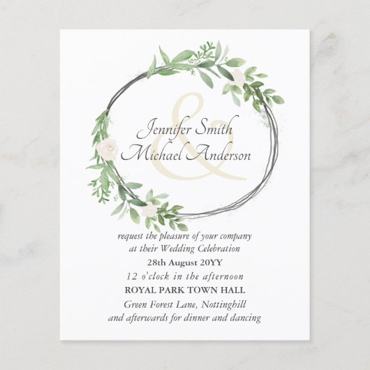 Budget Floral Wreath Feuille Ampersand Mariage (Devant)