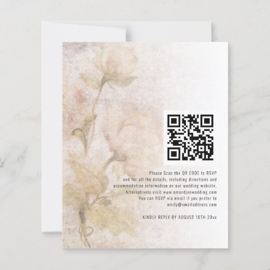 Budget Florals QR Code Wedding Invite (Achterkant)
