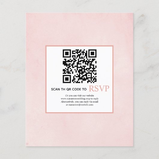 BUDGET Flowers QR code roze bruiloft Uitnodiging (Achterkant)