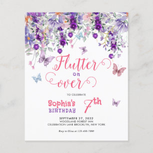 BUDGET Flutter op Over Floral Butterfly Verjaardag